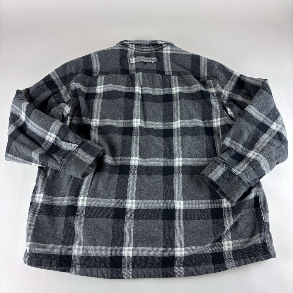 Duluth Trading Flannel Shirt Mens XL Blue Plaid‎ Fleece Lined Snap Shacket Heavy - Picture 2 of 9